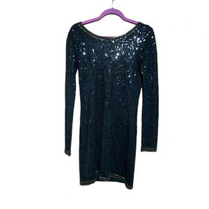 MNG Suit Black Backless‎ Sequins Dress Size Medium